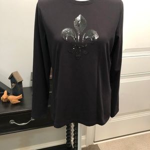 Talbots Black Long Sleeve Tshirt w/design